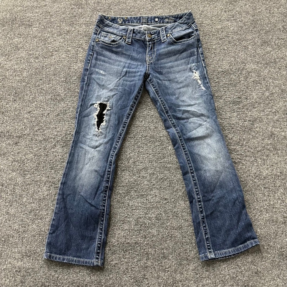 D9 Jeans Womens Size 28 Blue Slick Bootcut Distressed Ripped Denim Y2K Casual